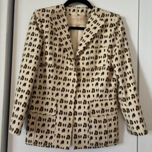 Giambattista Valli Women's Silk Leopard Print Blazer, Made in Italy, Size 42